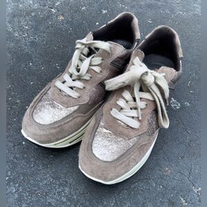 IGI&CO WOMEN TAN LEATHER/SUEDE & TEXTILE LACE UP SHOES SIZE EU 39